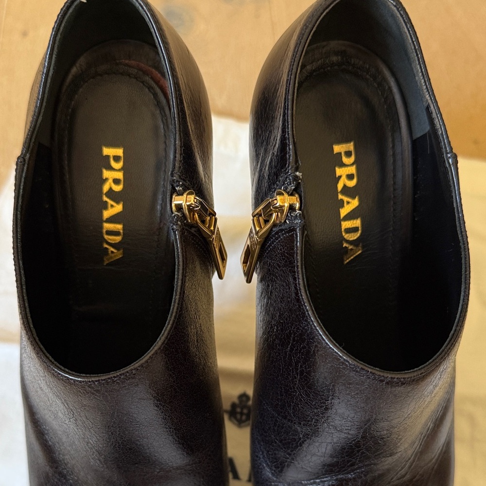 Prada Black Heeled Leather Boots - Picture 2 of 11